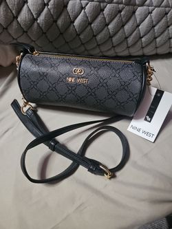 Nine West Black Monogram Barrel Crossbody Bag