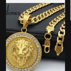 MENS HIP HOP LION'S HEAD BLINGED CHAIN PENDANT