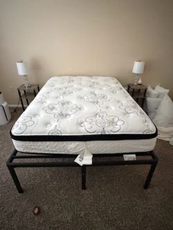 Ashley- Chime 12 Inch Plush Hybrid Full Mattress & Metal Frame