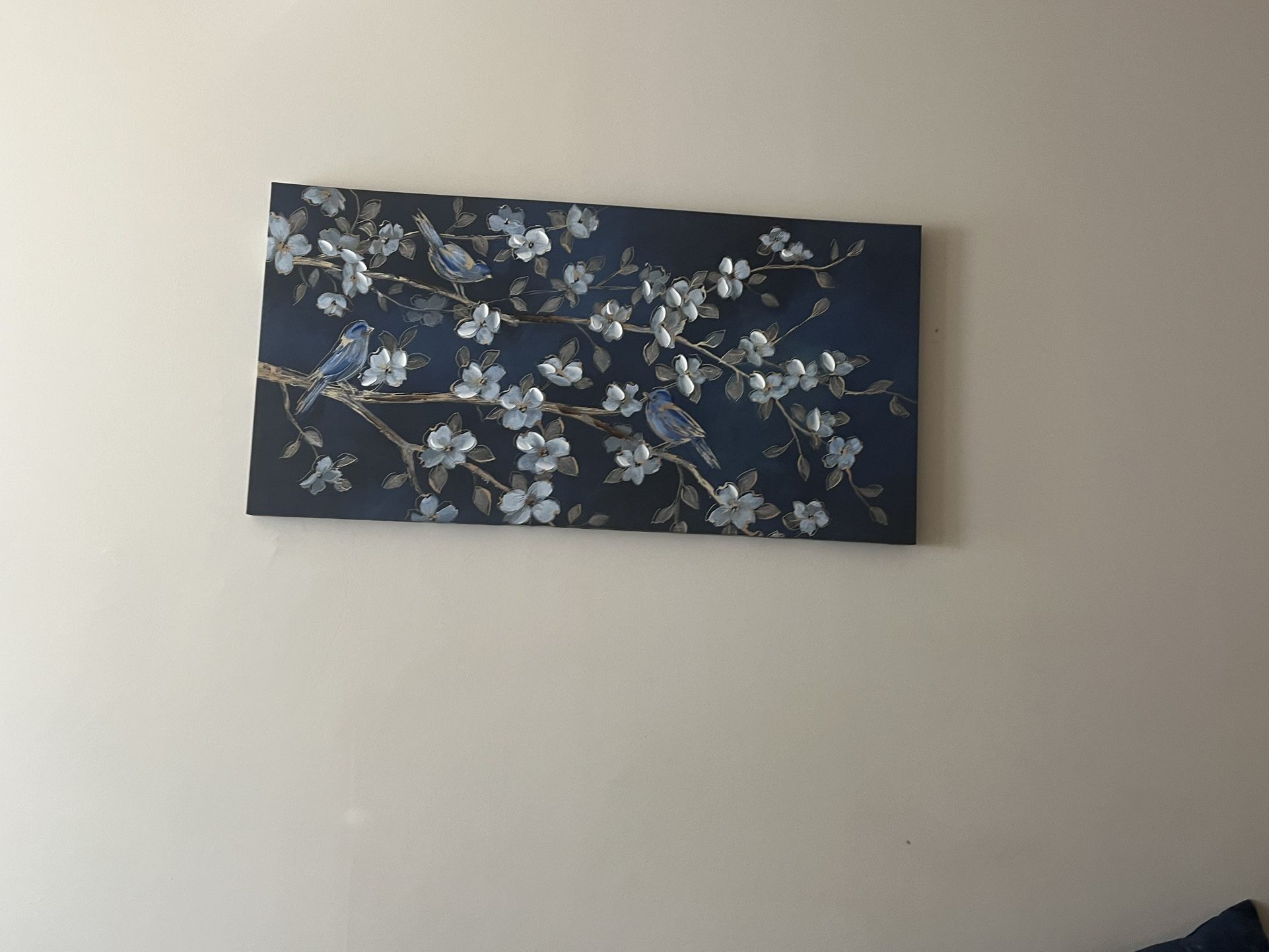 Navy Blue Bird Canvas Set