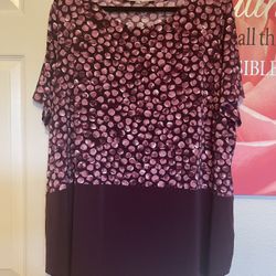 Women Within Plus Size Women’s Plum Polka Dot Top size 1X pre-owned
