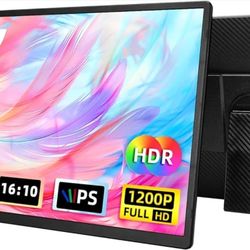 16" Portable Monitor for Laptop - 1200P FHD Laptop Screen Extender HDMI USB C Travel External Display with Stand Gaming Monitor