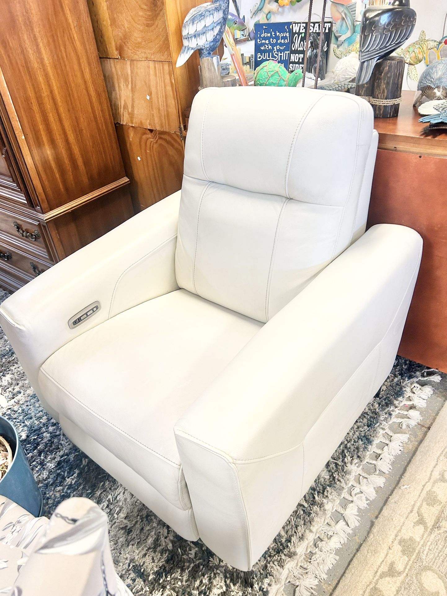 Like New Leather Electric Recliner With Electric Headrests And USB