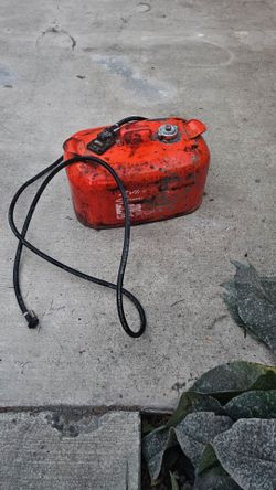 Vintage Metal Marine Fuel Tank with Hose