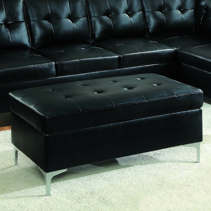 L Shaped Faux Black Leather  Sofa Set  