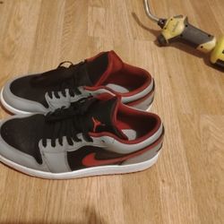Nike Air Jordan 1 Low Shoes Black Cement Gray Fire Was
