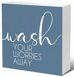 Wash Your Worries Away Wooden Box Sign Decor