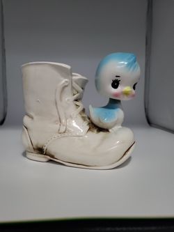 Enesco Boot Bluebird Bobblehead Planter