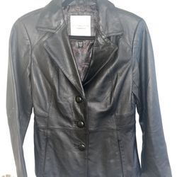 Black Real Leather Blazer Jacket Small/Medium 