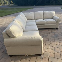 Large 3-Piece Sectional Sofa – Neutral Beige Fabric, Excellent Condition