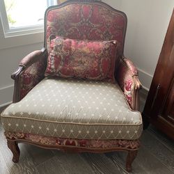 Set Of 2 Silk Chairs & Ottoman