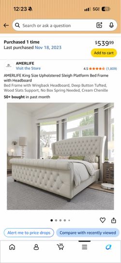 King bed frame, cream color — just needs to be cleaned