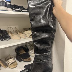 Thigh High Boots for Women, Over the Knee Boots with Chunky Heel, Side Zipper, Wide Calf Design, Stylish and Comfy