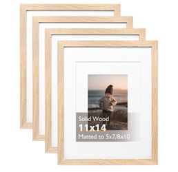 Solid Wood 11x14 Picture Frames Set of 4