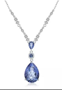 Natural Lolite Blue Mystic Quartz Pendant Necklace 925 SS