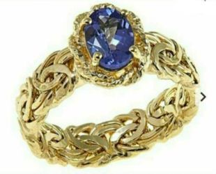 Women's Solid 14K Gold & Genuine Tanzanite Byzantine Ring~Great Valentine's Gift! ❤️