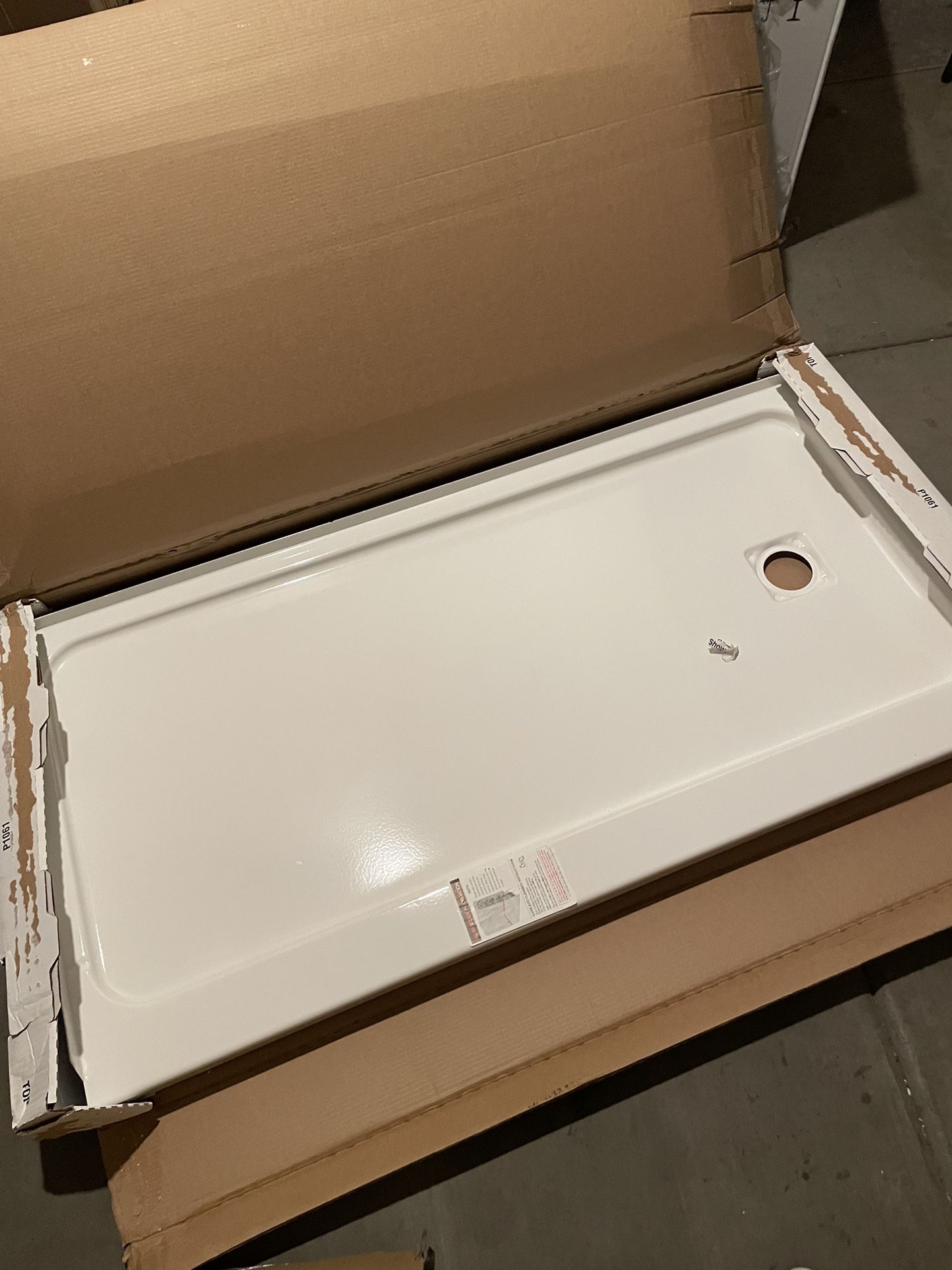 Bootz Industries Aloha ShowerCast 60 in. L x 30 in. W Alcove Shower Pan Base in White with Square Chrome Right Drain 