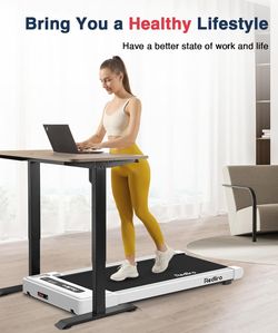 Redliro Walking Pad Treadmill Under Desk, Portable Mini Treadmill with Remote Control, Bluetooth, 265lbs Max Weight, Installation-Free Jogging Machine