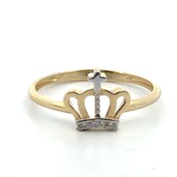 Woman’s Ladies 14k Two Toned White Yellow Gold Crown Ring Size 7.5 GP3129796