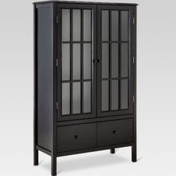 Windham Tall Storage Cabinet with Drawer Black
