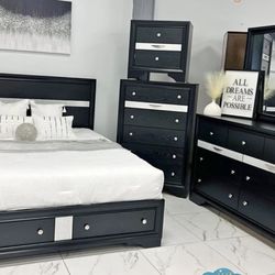 Get a Full or Queen Size Bed With Storage, Dresser & Mirror, Chest and Night Stand  — all for just $1098!