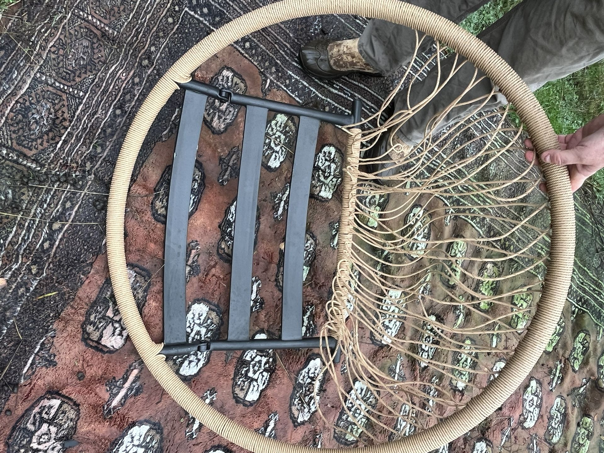 Metal framed hanging chair