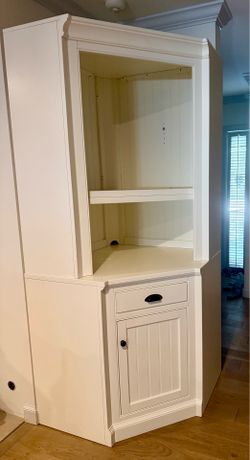 Pottery Barn  LESS THAN A YEAR USE: Aubrey Corner Bookcase with Storage Cabinet (49.5")