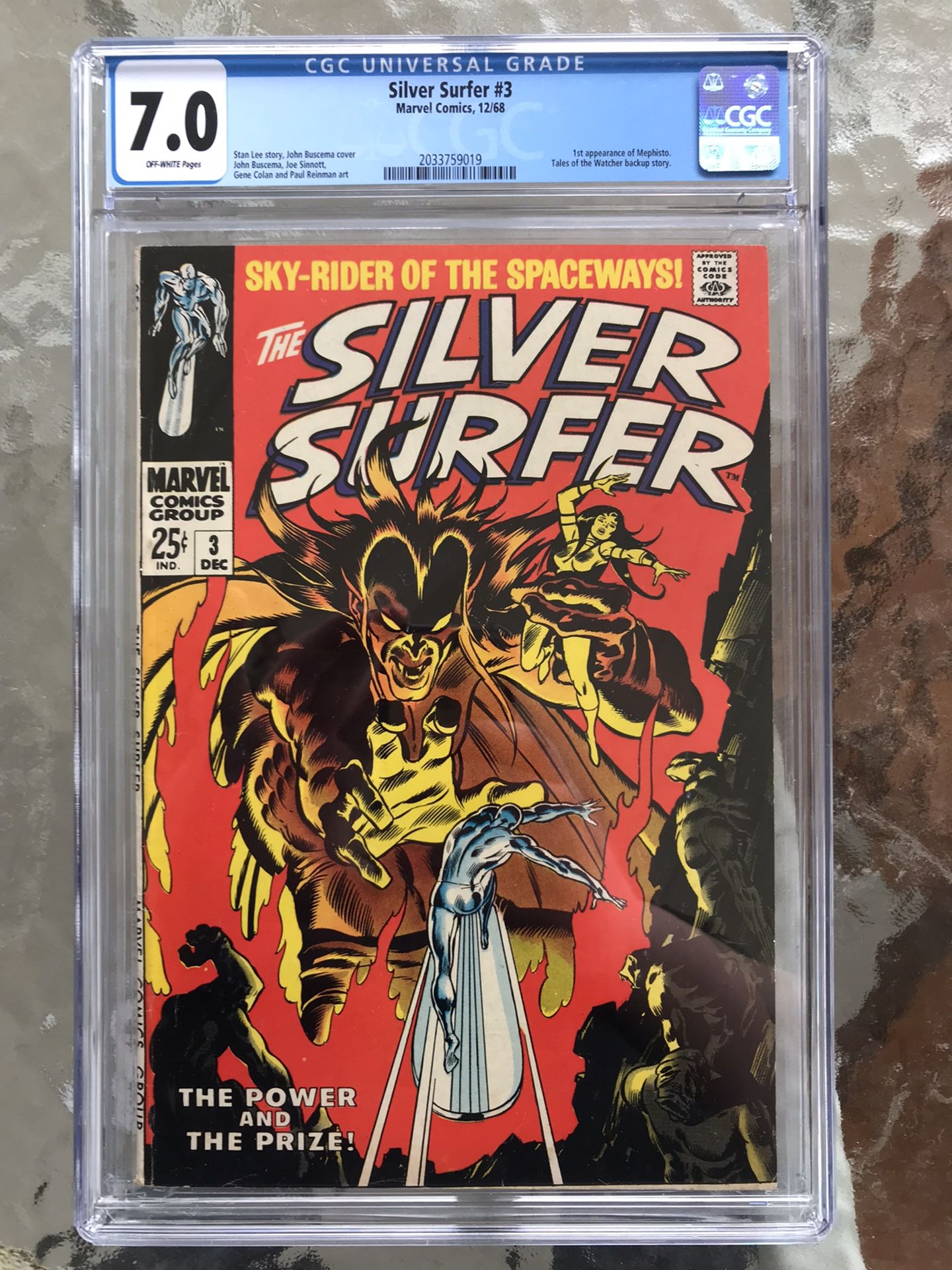 Silver Surfer #3 (1968) CGC 7.0 — 1st Appearance of Mephisto; Stan Lee Buscema