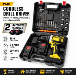 PL46 Cordless Drill Driver Kit – 2 Batteries Included – Wholesale Only – MOQ 20