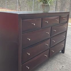 Solid Wood Long Dresser With Big Drawers. Drawers Working Well . Delivery Available 