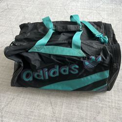 Vintage 1990s Adidas Black/Blue Athletic Gym Workout Duffel Bag