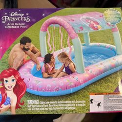 Inflatable Pool SwimWays Disney Princess Ariel Water Castle Deluxe Kids Pool 