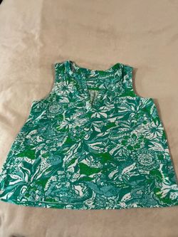Green Floral Sleeveless Top lilly pulitzer