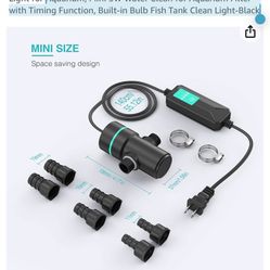 Aquarium, Mini 5W Water Clean for Aquarium Filter with Timing Function, Built-in Bulb Fish Tank Clean Light-Black