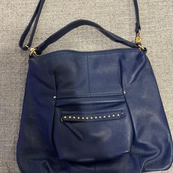 Laggo Joyce Blue Pebble Soft Leather Hobo Crossbody Handbag