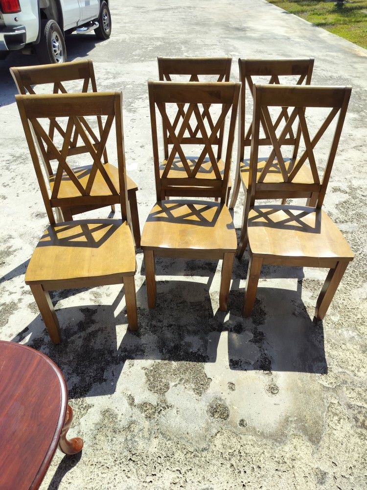 6 Wooden Dining Room Chairs