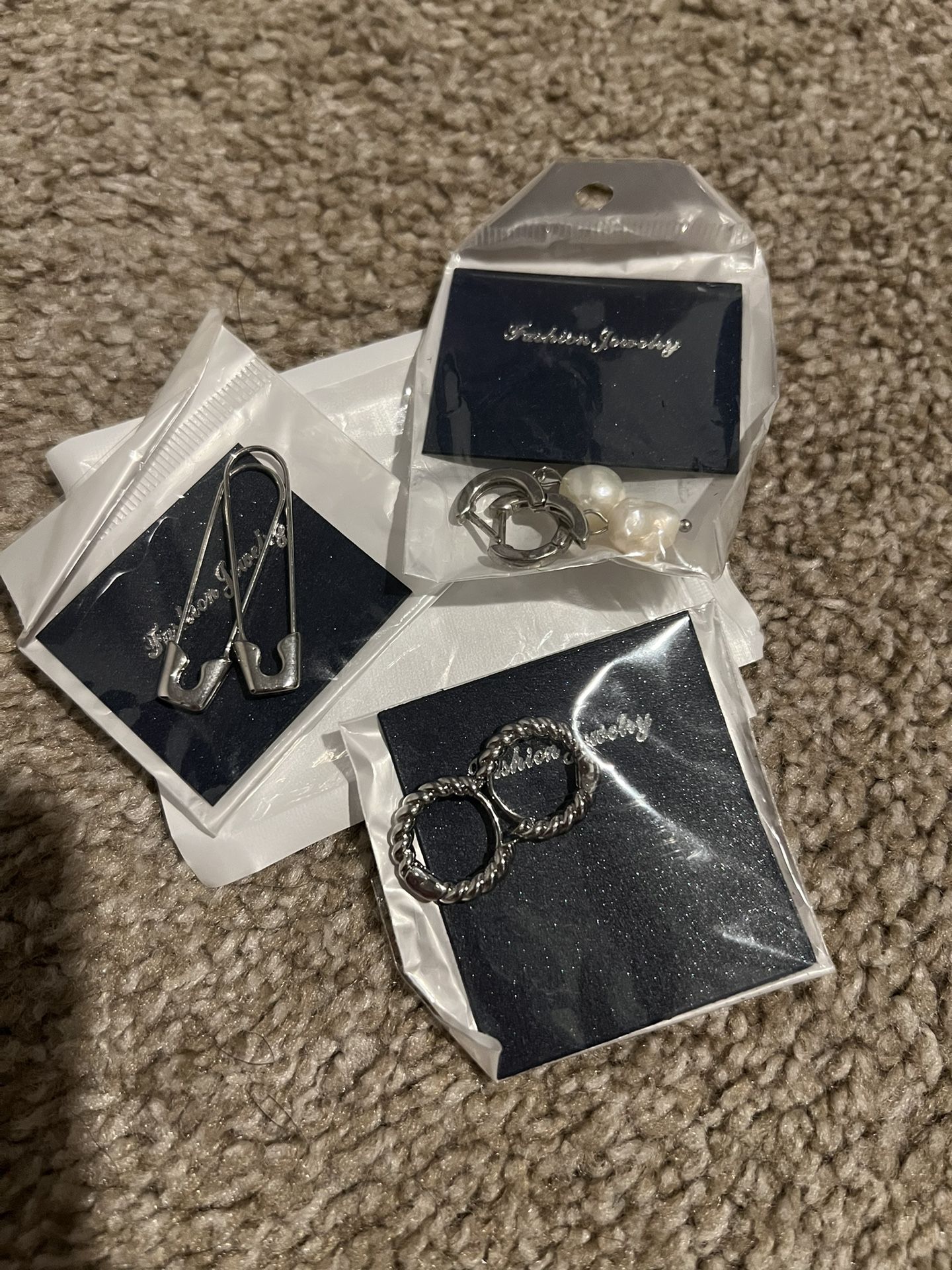Set Of 3 Silver Earrings Never Worn