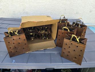 9 copper luminaria with handles  !!!