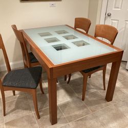 Glass Top Kitchen Dining Table Extendable