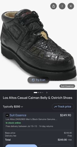 Los Altos Black Caiman/ Ostrich Shoe