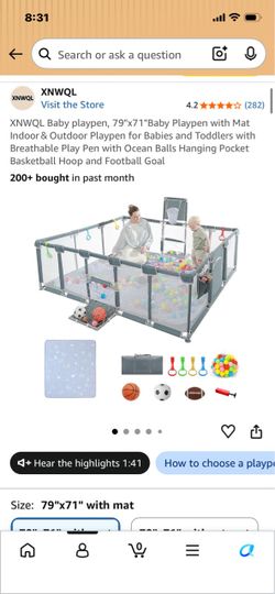 PlayPen.XNWQL Baby Playpen 79x71 with Mat