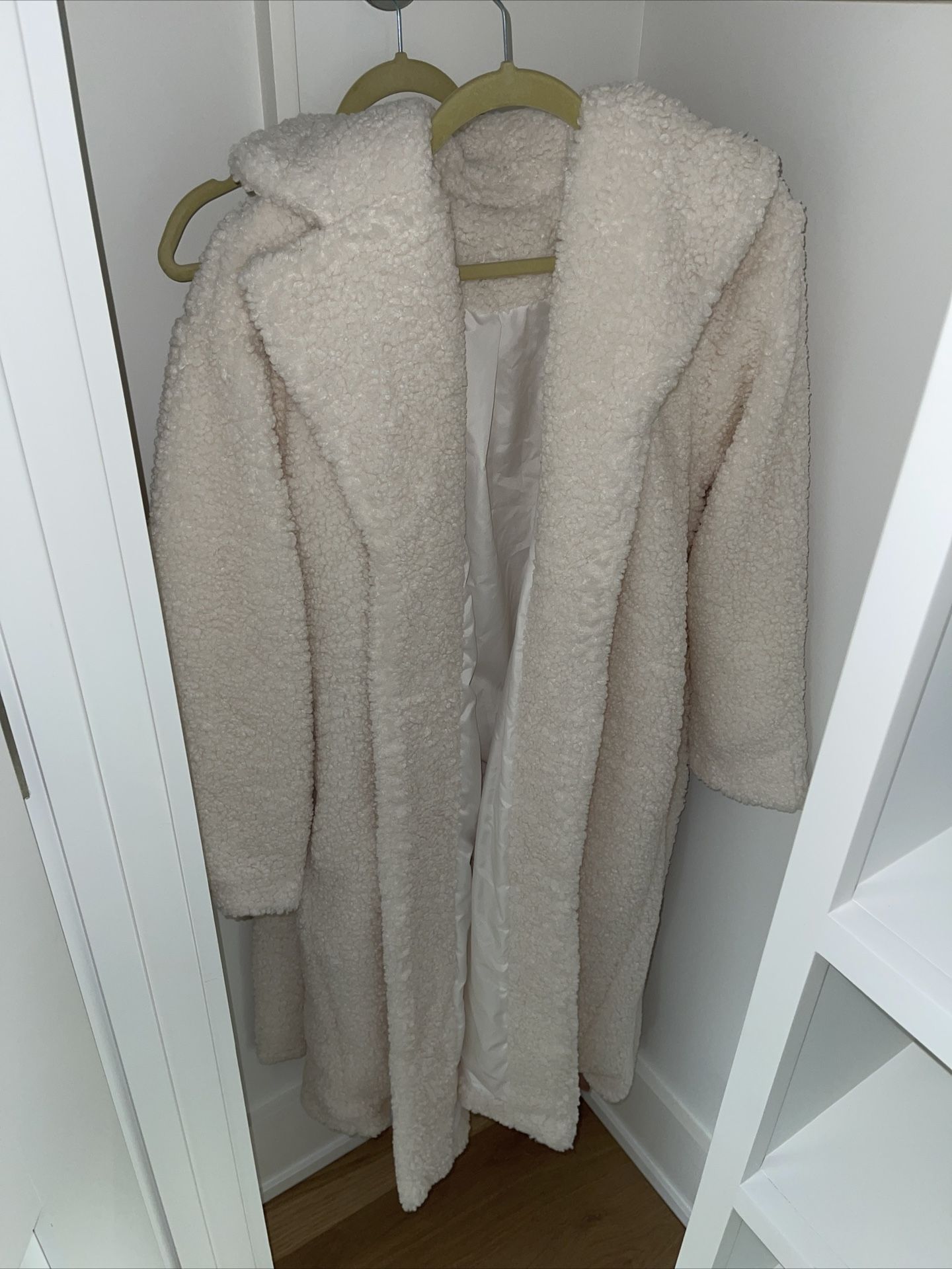 Nap Loungewear Fleece Shawl Collar Robe, Ivory, Size S