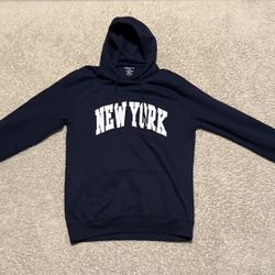 City Fashions Navy Blue "NEW YORK" College Style Graphic Print Hoodie
