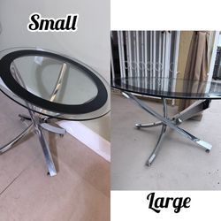 Modern Glass Dining Table Set + Matching Side Table – Chrome Base