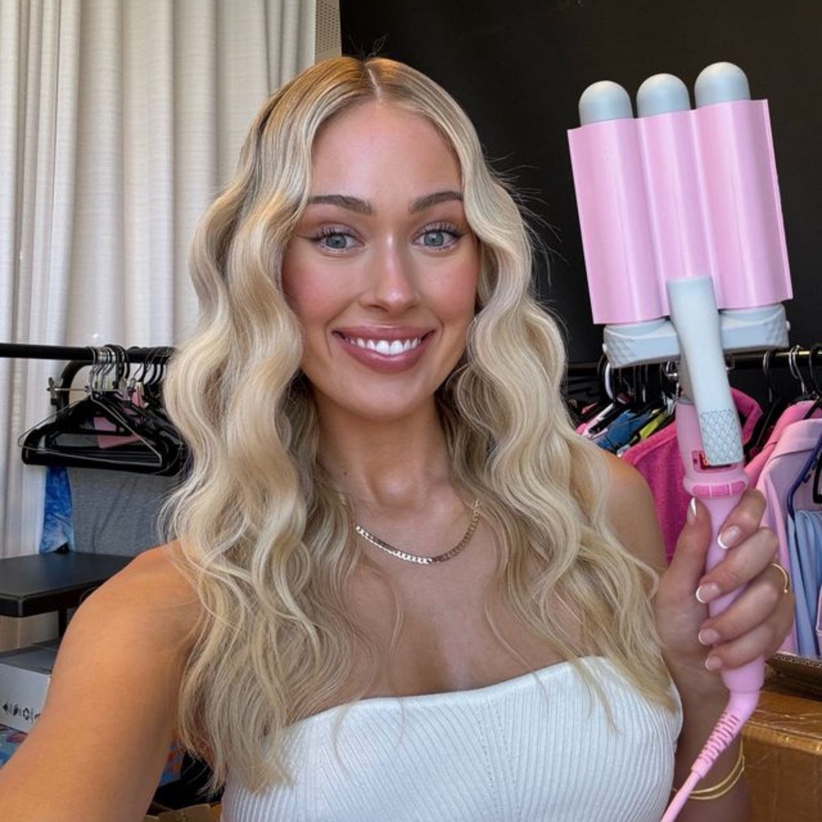 1.25" Original Pro Waver - Pink, Hair Waver 1.25" - 3 Barrel Curling Iron 1 1/4 Inch, Ceramic Barrel Waver for Thick, Thin, Long, or Short Hair - 1.25