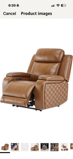 Power Recliner Chair Caramel Brown Leather