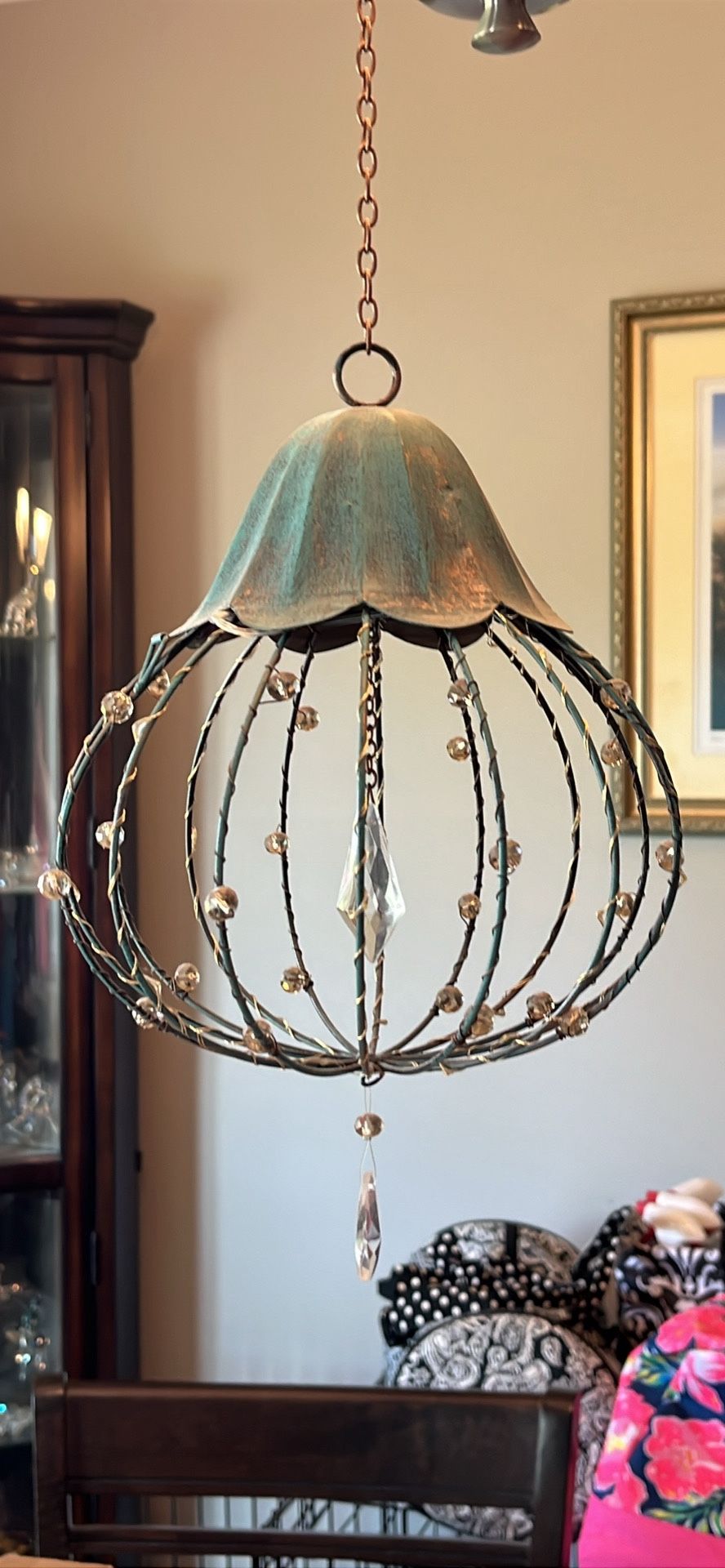 Decorative light, rustic aqua with on off switch for lights.