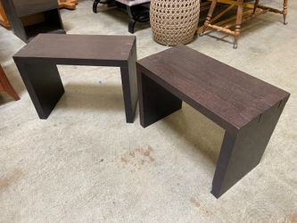 Espresso U-Shaped Solid Wood End Tables with Exposed Through Mortis and Tenon Joints