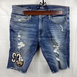 Hollister Mens Jean Shorts Sz.31 Supper Skinny Denim Shorts Epic Flex