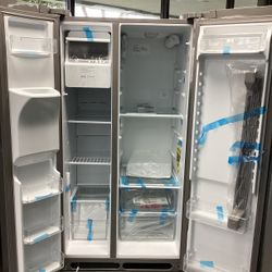 Frigidaire Side-by-Side Refrigerator in Air filter ready with EvenTemp Cooling System and Black stainless